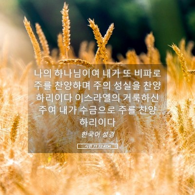 Picture 05 - 시편 71:22 KOR - 나의 하나님이여 내가 또 비파로 - Bible Verse Picture