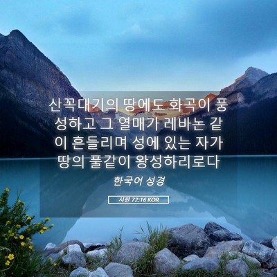 Picture 05 - 시편 72:16 KOR - 산꼭대기의 땅에도 화곡이 풍성하고 - Bible Verse Picture