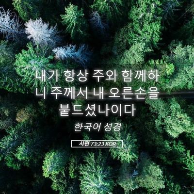 Picture 05 - 시편 73:23 KOR - 내가 항상 주와 함께하니 주께서 내 - Bible Verse Picture