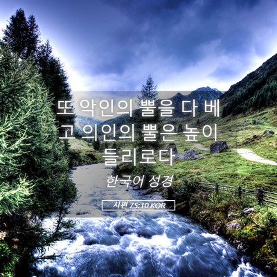 Picture 05 - 시편 75:10 KOR - 또 악인의 뿔을 다 베고 의인의 뿔은 - Bible Verse Picture