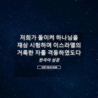 Picture 05 - 시편 78:41 KOR - 저희가 돌이켜 하나님을 재삼 - Bible Verse Picture