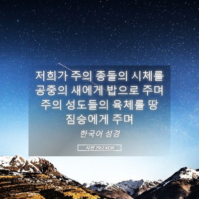 Picture 05 - 시편 79:2 KOR - 저희가 주의 종들의 시체를 공중의 - Bible Verse Picture
