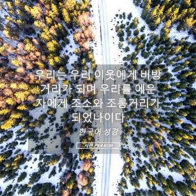 Picture 05 - 시편 79:4 KOR - 우리는 우리 이웃에게 비방거리가 - Bible Verse Picture