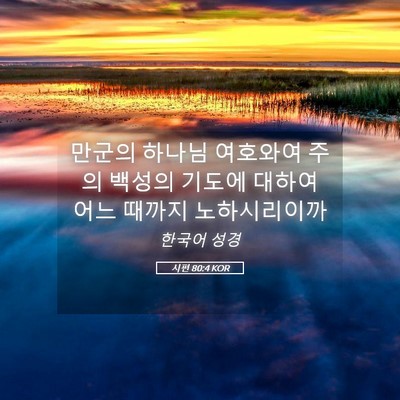 Picture 05 - 시편 80:4 KOR - 만군의 하나님 여호와여 주의 백성의 - Bible Verse Picture