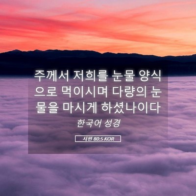 Picture 05 - 시편 80:5 KOR - 주께서 저희를 눈물 양식으로 - Bible Verse Picture