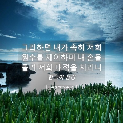 Picture 05 - 시편 81:14 KOR - 그리하면 내가 속히 저희 원수를 - Bible Verse Picture