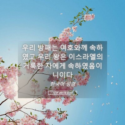 Picture 05 - 시편 89:18 KOR - 우리 방패는 여호와께 속하였고 우리 - Bible Verse Picture