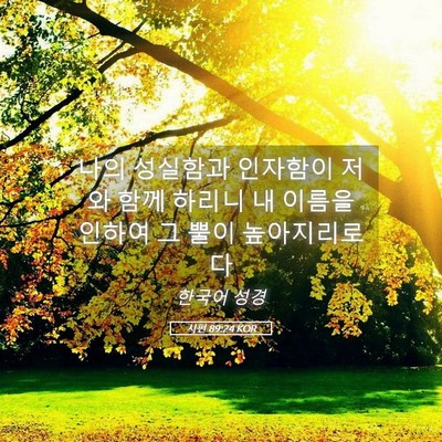 Picture 05 - 시편 89:24 KOR - 나의 성실함과 인자함이 저와 함께 - Bible Verse Picture