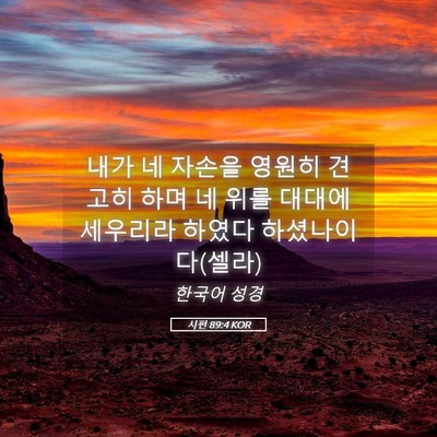 Picture 05 - 시편 89:4 KOR - 내가 네 자손을 영원히 견고히 하며 - Bible Verse Picture
