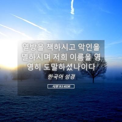 Picture 05 - 시편 9:5 KOR - 열방을 책하시고 악인을 멸하시며 - Bible Verse Picture