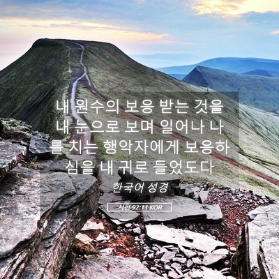 Picture 05 - 시편 92:11 KOR - 내 원수의 보응 받는 것을 내 눈으로 - Bible Verse Picture
