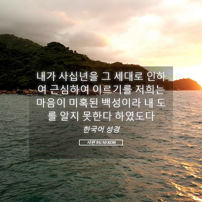 Picture 05 - 시편 95:10 KOR - 내가 사십년을 그 세대로 인하여 - Bible Verse Picture