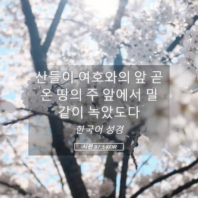 Picture 05 - 시편 97:5 KOR - 산들이 여호와의 앞 곧 온 땅의 주 - Bible Verse Picture