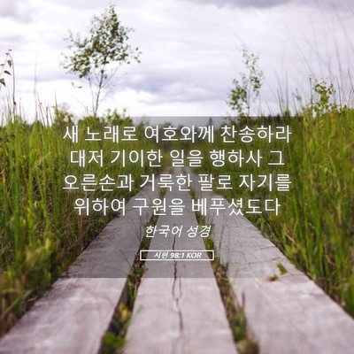 Picture 05 - 시편 98:1 KOR - 새 노래로 여호와께 찬송하라 대저 - Bible Verse Picture