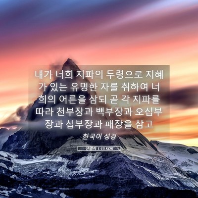Picture 05 - 신명기 1:15 KOR - 내가 너희 지파의 두령으로 지혜가 - Bible Verse Picture