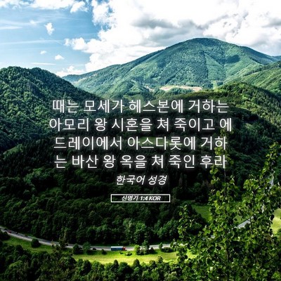 Picture 05 - 신명기 1:4 KOR - 때는 모세가 헤스본에 거하는 아모리 - Bible Verse Picture