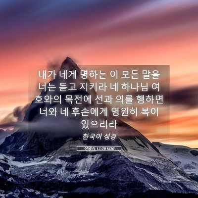 Picture 05 - 신명기 12:28 KOR - 내가 네게 명하는 이 모든 말을 너는 - Bible Verse Picture