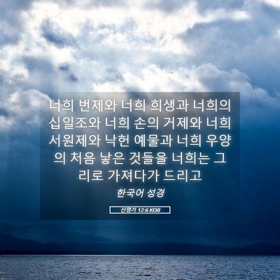 Picture 05 - 신명기 12:6 KOR - 너희 번제와 너희 희생과 너희의 - Bible Verse Picture