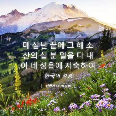 Picture 05 - 신명기 14:28 KOR - 매 삼년 끝에 그 해 소산의 십 분 - Bible Verse Picture