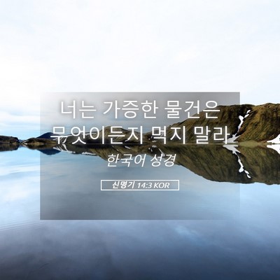 Picture 05 - 신명기 14:3 KOR - 너는 가증한 물건은 무엇이든지 먹지 - Bible Verse Picture