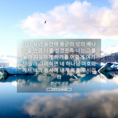 Picture 05 - 신명기 15:18 KOR - 그가 육년 동안에 품군의 삯의 배나 - Bible Verse Picture