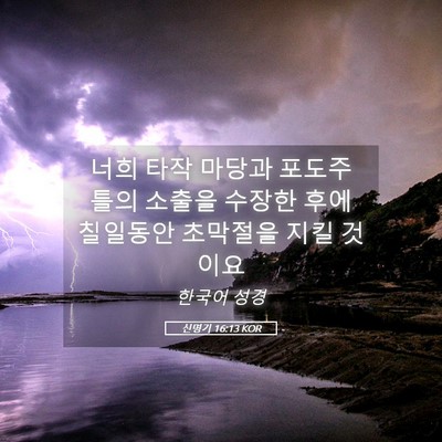 Picture 05 - 신명기 16:13 KOR - 너희 타작 마당과 포도주 틀의 - Bible Verse Picture