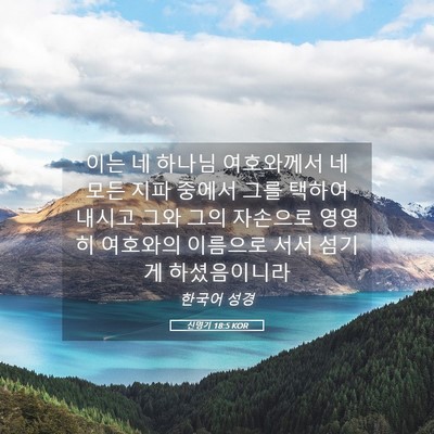 Picture 05 - 신명기 18:5 KOR - 이는 네 하나님 여호와께서 네 모든 - Bible Verse Picture