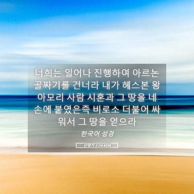 Picture 05 - 신명기 2:24 KOR - 너희는 일어나 진행하여 아르논 - Bible Verse Picture