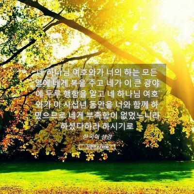 Picture 05 - 신명기 2:7 KOR - 네 하나님 여호와가 너의 하는 모든 - Bible Verse Picture