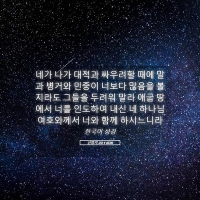 Picture 05 - 신명기 20:1 KOR - 네가 나가 대적과 싸우려할 때에 - Bible Verse Picture