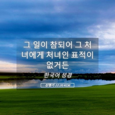Picture 05 - 신명기 22:20 KOR - 그 일이 참되어 그 처녀에게 처녀인 - Bible Verse Picture
