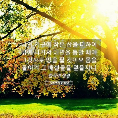 Picture 05 - 신명기 23:13 KOR - 너의 기구에 작은 삽을 더하여 밖에 - Bible Verse Picture
