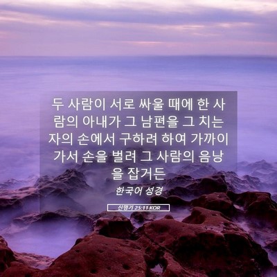 Picture 05 - 신명기 25:11 KOR - 두 사람이 서로 싸울 때에 한 사람의 - Bible Verse Picture
