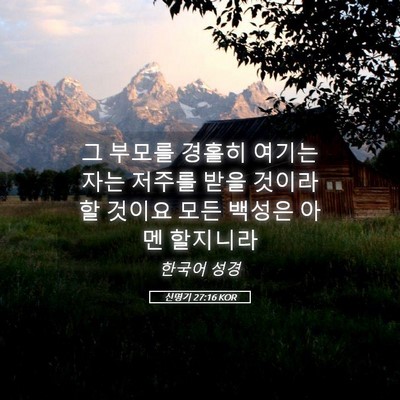 Picture 05 - 신명기 27:16 KOR - 그 부모를 경홀히 여기는 자는 - Bible Verse Picture