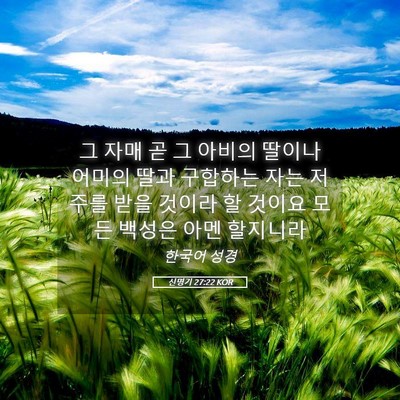 Picture 05 - 신명기 27:22 KOR - 그 자매 곧 그 아비의 딸이나 어미의 - Bible Verse Picture
