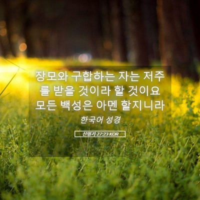 Picture 05 - 신명기 27:23 KOR - 장모와 구합하는 자는 저주를 받을 - Bible Verse Picture