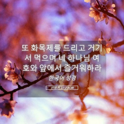 Picture 05 - 신명기 27:7 KOR - 또 화목제를 드리고 거기서 먹으며 - Bible Verse Picture