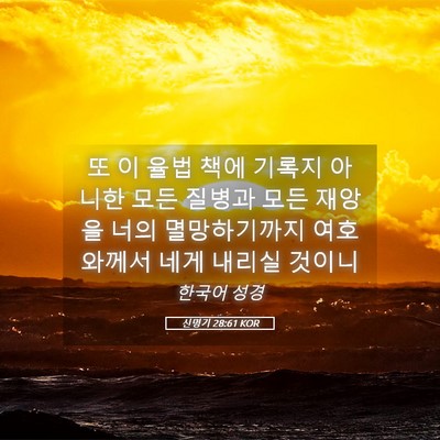 Picture 05 - 신명기 28:61 KOR - 또 이 율법 책에 기록지 아니한 모든 - Bible Verse Picture