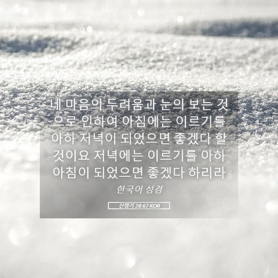 Picture 05 - 신명기 28:67 KOR - 네 마음의 두려움과 눈의 보는 - Bible Verse Picture
