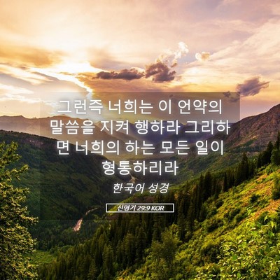 Picture 05 - 신명기 29:9 KOR - 그런즉 너희는 이 언약의 말씀을 - Bible Verse Picture