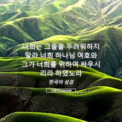 Picture 05 - 신명기 3:22 KOR - 너희는 그들을 두려워하지 말라 너희 - Bible Verse Picture