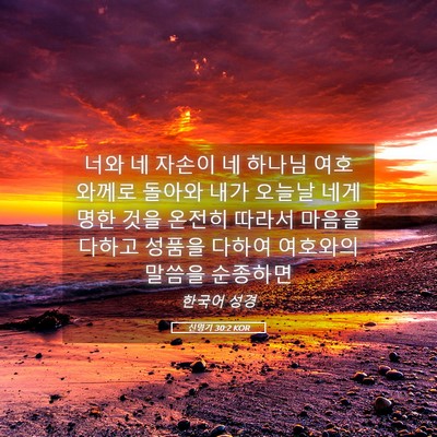 Picture 05 - 신명기 30:2 KOR - 너와 네 자손이 네 하나님 - Bible Verse Picture
