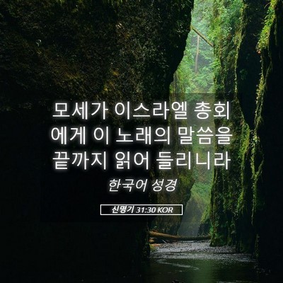 Picture 05 - 신명기 31:30 KOR - 모세가 이스라엘 총회에게 이 노래의 - Bible Verse Picture