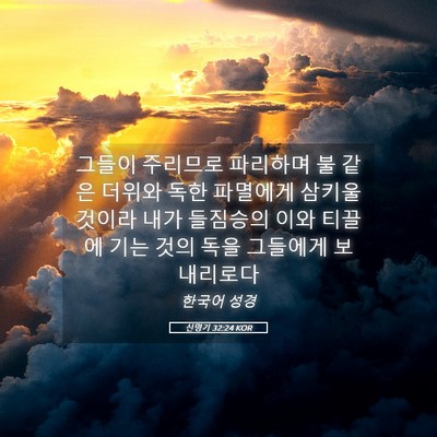 Picture 05 - 신명기 32:24 KOR - 그들이 주리므로 파리하며 불 같은 - Bible Verse Picture