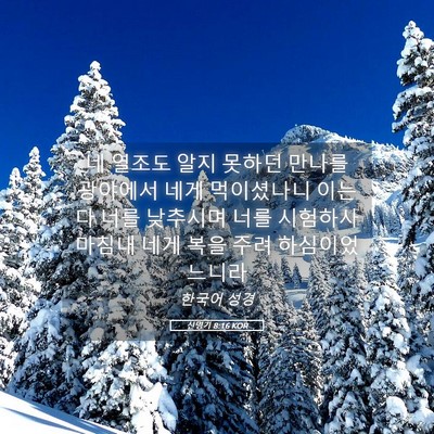 Picture 05 - 신명기 8:16 KOR - 네 열조도 알지 못하던 만나를 - Bible Verse Picture