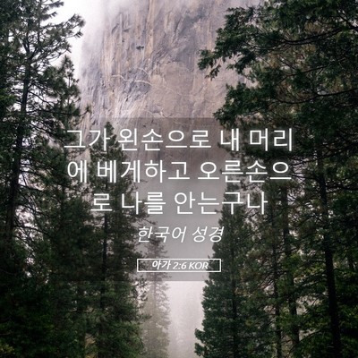 Picture 05 - 아가 2:6 KOR - 그가 왼손으로 내 머리에 베게하고 - Bible Verse Picture