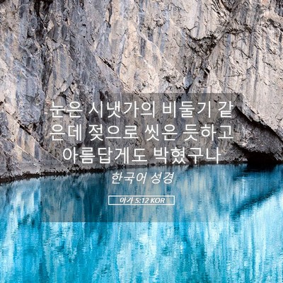 Picture 05 - 아가 5:12 KOR - 눈은 시냇가의 비둘기 같은데 젖으로 - Bible Verse Picture
