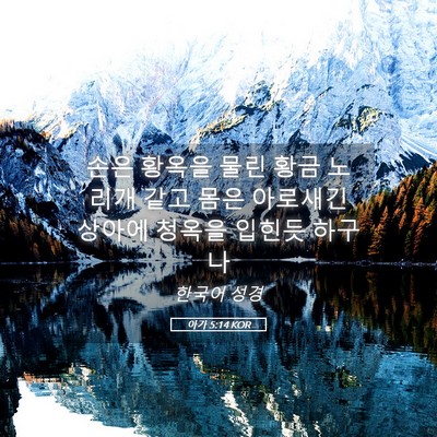 Picture 05 - 아가 5:14 KOR - 손은 황옥을 물린 황금 노리개 같고 - Bible Verse Picture