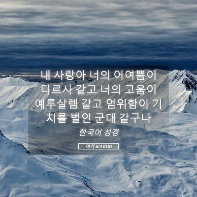 Picture 05 - 아가 6:4 KOR - 내 사랑아 너의 어여쁨이 디르사 - Bible Verse Picture
