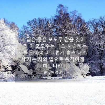 Picture 05 - 아가 7:9 KOR - 네 입은 좋은 포도주 같을 것이니라 - Bible Verse Picture